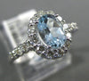 ESTATE 1.12CT DIAMOND & AAA OVAL AQUAMARINE 14KT WHITE GOLD 3D ENGAGEMENT RING
