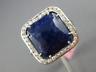 ESTATE LARGE 5.52CT DIAMOND & AAA SODALITE 14KT WHITE GOLD 3D OPEN FILIGREE RING