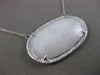 ANTIQUE LARGE 9.30CT DIAMOND & AAA WHITE AGATE 14KT WHITE GOLD OVAL NECKLACE