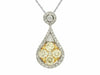 1.07CT WHITE & FANCY YELLOW DIAMOND 14KT WHITE GOLD CLUSTER TEAR DROP PENDANT