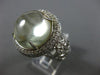 ESTATE LARGE 9.10CT DIAMOND & AAA CABOCHON GREEN AMETHYST 14KT WHITE GOLD RING
