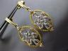 ESTATE .11CT DIAMOND 14K 2 TONE GOLD FILIGREE FLOWER LOVE KNOT HANGING EARRINGS