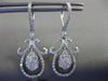 LARGE 1.9CT DIAMOND 14K WHITE GOLD FILIGREE TEAR DROP LEVERBACK HANGING EARRINGS