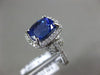 ESTATE LARGE 4.03CT DIAMOND & AAA TANZANITE 14KT WHITE GOLD HALO ENGAGEMENT RING