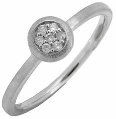 .08CT DIAMOND 14KT WHITE GOLD 3D CLASSIC ROUND 7 STONE CLUSTER FLOWER FUN RING