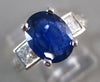 ESTATE LARGE 3.70CT DIAMOND & AAA SAPPHIRE 18K WHITE GOLD ENGAGEMENT RING #26284