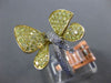 ESTATE LARGE 2.97CT WHITE & FANCY YELLOW DIAMOND 18KT 2 TONE GOLD BUTTERFLY RING