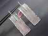 LARGE .35CT DIAMOND 14KT WHITE GOLD 3D MATTE & SHINY HAMMERED HANGING EARRINGS