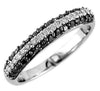 .61CT WHITE & BLACK DIAMOND 14KT WHITE GOLD CLASSIC 3 ROW PAVE ANNIVERSARY RING