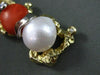 ESTATE LARGE .06CT DIAMOND CORAL PEARL 14K 2 TONE GOLD NUGGET FLOATING PENDANT