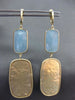 ESTATE LARGE 14KT YELLOW GOLD 3D AAA BLUE CHELCEDONY HAMMERED HANGING EARRINGS