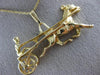 ANTIQUE LARGE 14KT YELLOW GOLD 3D FILIGREE HORSE RIDER RACING PENDANT #19848