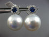 EXTRA LARGE .84CT DIAMOND AAA SAPPHIRE & SOUTH SEA PEARL 18K WHITE GOLD EARRINGS