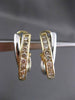 ESTATE LARGE 1.10CT DIAMOND 14KT TWO TONE GOLD 3D X LOVE CLIP ON EARRINGS #24329