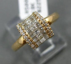 ESTATE WIDE .38CT ROUND & PRINCESS DIAMOND 14KT ROSE GOLD 3D SQUARE FUN RING