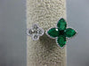 ESTATE 1.06CT DIAMOND & AAA EMERALD 18KT WHITE GOLD DOUBLE FLOWER FILIGREE RING