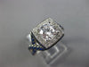 ESTATE LARGE 2.19CT DIAMOND & AAA SAPPHIRE 14KT WHITE GOLD HALO ENGAGEMENT RING