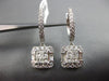 ESTATE LARGE 1.50CT DIAMOND 18KT WHITE GOLD 3D SQUARE CLUSTER HANGING EARRINGS