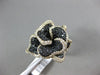 ESTATE LARGE 5.15CT WHITE & BLACK DIAMONDS 18KT YELLOW GOLD 3D FLOWER ROSE RING