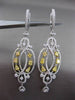 ANTIQUE LARGE LONG 2.24CT DIAMOND 18KT TWO TONE GOLD CHANDALIER HANGING EARRINGS