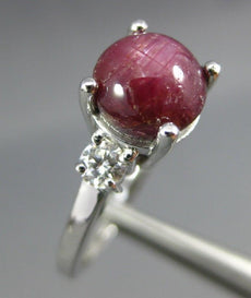 4.17CT DIAMOND & AAA STAR RUBY SAPPHIRE 14K WHITE GOLD 3D ENGAGEMENT RING #26564