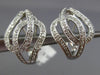 ESTATE LARGE .37CT DIAMOND 14KT WHITE GOLD 3D OPEN LOVE KNOT CLIP ON EARRINGS