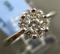 ESTATE LARGE .47CT DIAMOND 18KT WHITE GOLD FLOWER CLUSTER PROMISE RING BEAUTIFUL