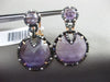 ESTATE LARGE 1.08CT DIAMOND & AMETHYST 14K ROSE GOLD HALO ROUND CLIP ON EARRINGS