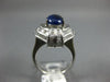 ESTATE LARGE 4.22CT DIAMOND & AAA CABOCHON SAPPHIRE 18KT WHITE GOLD 3D OVAL RING
