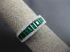 ESTATE WIDE 1.75CT DIAMOND & AAA EMERALD 18K WHITE GOLD WEDDING ANNIVERSARY RING