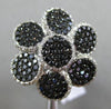 ESTATE WIDE 1.83CT WHITE BLACK DIAMOND 18K WHITE GOLD MULTI CIRCULAR FLOWER RING