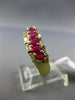 ESTATE WIDE 2.88CT BAGUETTE DIAMOND & AAA OVAL RUBY 18K YELLOW GOLD 3D WAVE RING