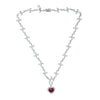 GIA LARGE 8.74CT DIAMOND & AAA RUBY 18K WHITE GOLD FILIGREE HEART LARIAT PENDANT