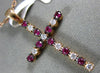 ESTATE LARGE .49CT DIAMOND & AAA RUBY 18KT ROSE GOLD 3D CROSS FLOATING PENDANT