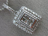 ESTATE LARGE 1CT DIAMOND 14K WHITE GOLD RECTANGULAR FILIGREE DOUBLE HALO PENDANT