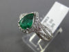 ESTATE 1.95CT DIAMOND EMERALD 14KT WHITE GOLD INFINITY HALO PEAR ENGAGEMENT RING