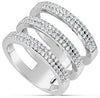 ESTATE LARGE .80CT DIAMOND 18K WHITE GOLD 3D MULTI ROW STACKABLE SINGLE FUN RING
