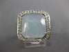 ESTATE LARGE 4.02CT DIAMOND & AAA BLUE QUARTZ 14KT WHITE GOLD SQUARE HALO RING