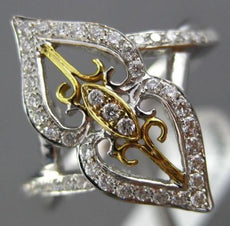 ESTATE WIDE .29CT DIAMOND 14KT TWO TONE GOLD FILIGREE DOUBLE HEART INFINITY RING