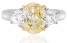 GIA CERTIFIED 2.62CT WHITE & FANCY CANARY DIAMOND 18K YELLOW GOLD PLATINUM RING
