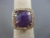 ESTATE EXTRA LARGE 5.52CT DIAMOND & AAA AMETHYST 14KT ROSE GOLD SQUARE HALO RING