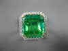 ESTATE EXTRA LARGE 6.21CT DIAMOND & AAA EMERALD 18KT 2 TONE GOLD ENGAGEMENT RING