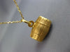 ESTATE WIDE 14KT YELLOW GOLD 3D HANDCRAFTED WINE BARREL FUN FLOATING PENDANT