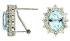 ESTATE 4.70CT DIAMOND & AAA AQUAMARINE 14KT WHITE GOLD OVAL HALO FLOWER EARRINGS