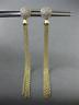 ESTATE LONG .26CT DIAMOND 14K YELLOW GOLD 3D CLUSTER CHANDELIER HANGING EARRINGS