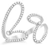 ESTATE .28CT DIAMOND 14KT WHITE GOLD 3D DOUBLE HEART BUTTERFLY CUFF LOVE RING