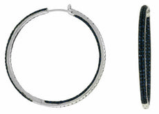 3.25CT AAA SAPPHIRE 14KT WHITE GOLD 3D INSIDE OUT CLASSIC HOOP HANGING EARRINGS