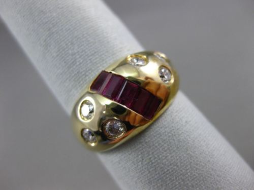 ESTATE WIDE 1.13CT DIAMOND & AAA BAGUETTE CUT RUBY 14KT YELLOW GOLD ETOILE RING