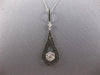 ESTATE 1.25CT WHITE & BLACK DIAMOND 14KT WHITE GOLD 3D FLOWER TEAR DROP PENDANT