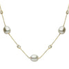 ESTATE WHITE TOPAZ & AAA SOUTH SEA PEARL 14K YELLOW GOLD 3D BY THE YARD NECKLACE